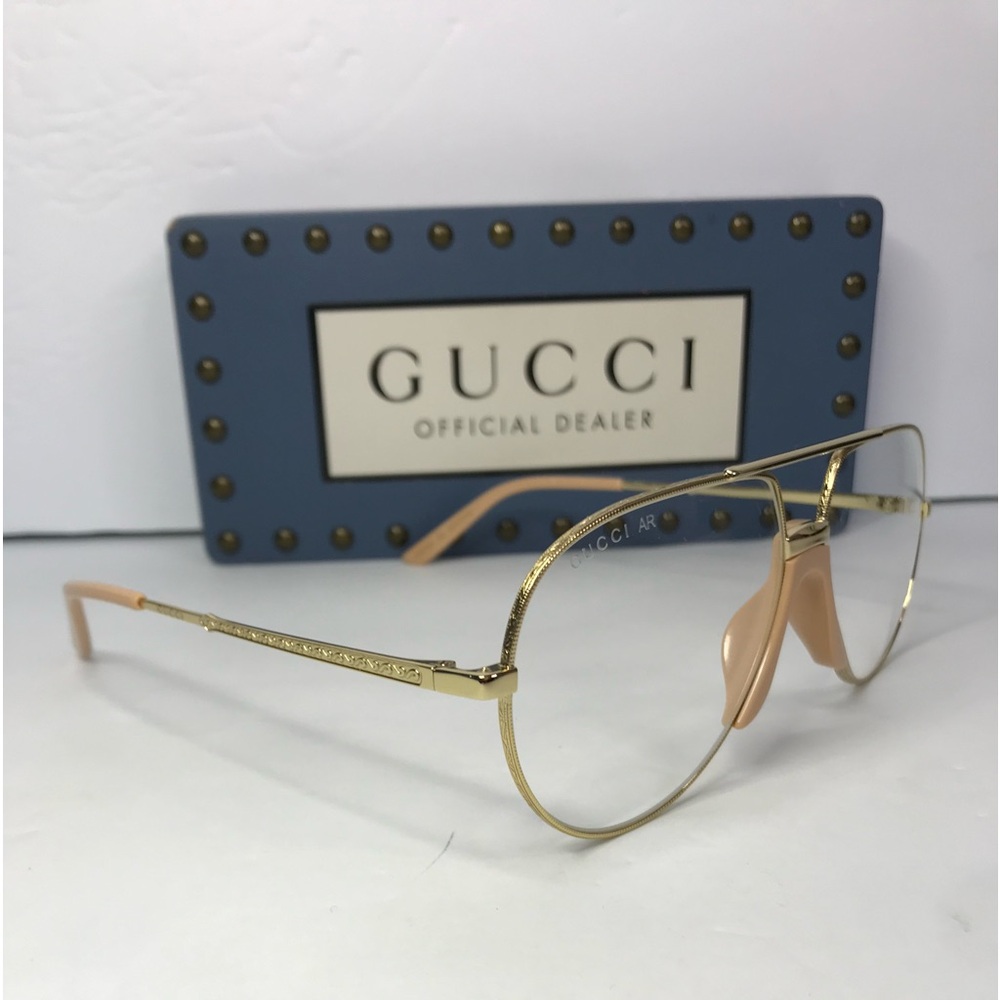 Auth - New - Gucci 0432 Gold Crystal Aviator Metal Retro Sunglasses GG0432S Uni… - Picture 7 of 15